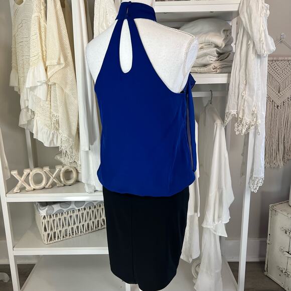 Bisou Bisou women's size 2 Electric blue Halter Dress high neck. fun unique 1124 - Picture 8 of 14